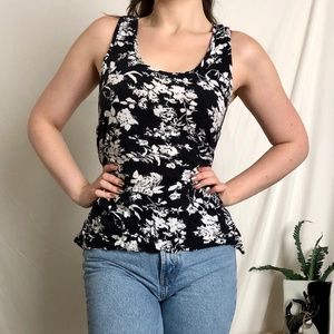 4/$10 | Black & White floral tank top